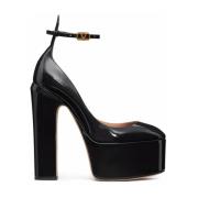 Valentino Garavani Svarta Lackläder Tan-Go Platform Pumps Black, Dam