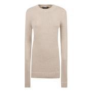 Dolce & Gabbana Rundhalsad stickad tröja för kvinnor Beige, Dam