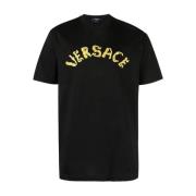 Versace Svarta T-shirts och Polos med Broderad Logotyp Black, Herr