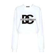 Dolce & Gabbana Optisk Vit Crewneck Sweatshirt White, Dam