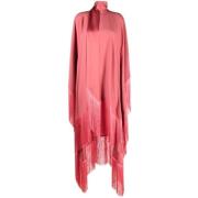 Taller Marmo Rosa Peony Crepe Kaftan med Fransad Kant Pink, Dam