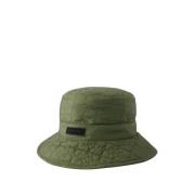 Ganni Quiltad Tech Bucket Hat - Khaki Green, Dam