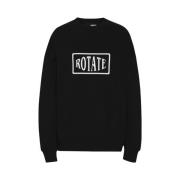 Rotate Birger Christensen Oversized Svart Sweatshirt med Broderad Logo...