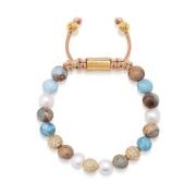 Nialaya Women's Beaded Bracelet with Pearl, Larimar, Opal and Gold Yel...