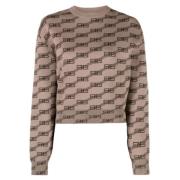 Balenciaga Monogram Print Brun Tröja Brown, Dam