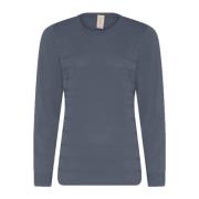 Skovhuus Strukturerad O-Neck Pullover Blus Blue, Dam