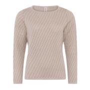 Skovhuus Speciell Rutig Pullover Blus i Bark Beige Beige, Dam