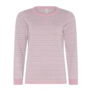 Skovhuus Jaquard O-Neck Pullover Blus Pink, Dam