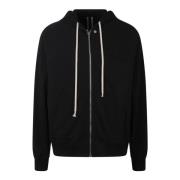 Rick Owens Cotton Jersey Zip-Up Hoodie Black, Herr