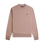 Fred Perry Mörkrosa Bomullssweatshirt för Män Pink, Herr