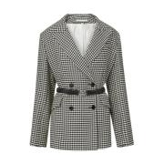 Veronica Beard Hutchinson Houndstooth Dickey Jacka Black, Dam