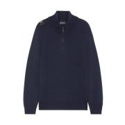 Ma.strum Quarter Zip Stickad i Ink Navy Blue, Herr