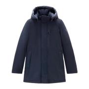 Woolrich Mountain Parka i stretchnylon, Melton Blå Blue, Herr