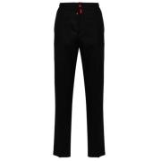 Kiton Svarta Logo Patch Tapered Byxor Black, Herr