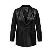 Only Carmakoma Leather Jackets Black, Dam