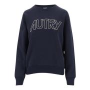 Autry Blå Bomullssweatshirt med Logodetalj Blue, Dam