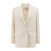 Valentino Ull och Siden Blazer med Iconographe Motiv White, Dam