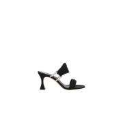 Manolo Blahnik Svarta Sandaler i Draperad Satin med Juvelspännen Black...