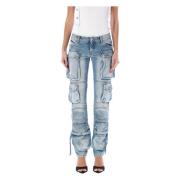 The Attico Sky Blue Cargo Jeans Blue, Dam