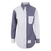Thom Browne Blårandig Bomullsskjorta med 4bar-detalj Blue, Dam
