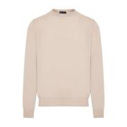 Colombo Cashmere Crew-Neck Stickad Tröja Beige, Herr