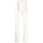 Canali Leather Trousers White, Herr