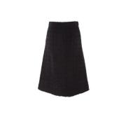 Balenciaga Svart Tweed Midi Kjol Black, Dam