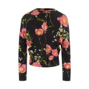 Balenciaga Svart Poppy Print Kort Cardigan Black, Dam