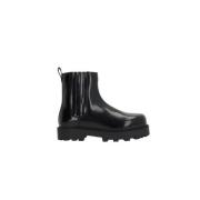 Givenchy Svarta läder-Chelsea-stövlar med elastiska paneler Black, Her...