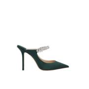 Jimmy Choo Mörkgrön Satinmule med Dekorerad Rem Green, Dam