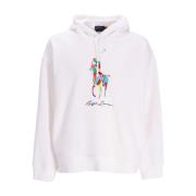 Ralph Lauren Broderad Fleece Huvtröja White, Herr