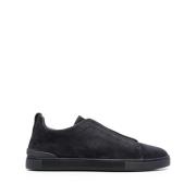 Ermenegildo Zegna Suede Triple Stitch Sneakers Blue, Herr