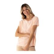 MOS Mosh Vid stickad-trim T-shirt i Rosa Siden Pink, Dam