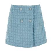 Versace Ljusblå Boucle Mini Kjol Blue, Dam