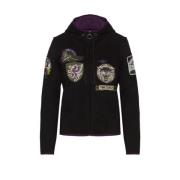 Aeronautica Militare Zip Sweatshirt med Emblem Patches Black, Dam