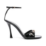 Givenchy Stitch sandaletter med klack i läder med kristalldetaljer Bla...