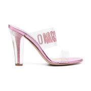 Moschino Rosa Logo-Print Mules Pink, Dam