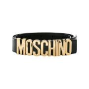 Moschino Skärp i läder med logotyp Black, Dam