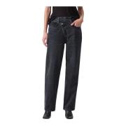 Agolde Klassiska Straight Jeans Black, Dam