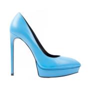 Saint Laurent Blå Läder Janis Pumps för Kvinnor Blue, Dam
