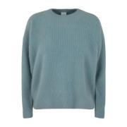 C.T.plage Räfflad Crew Neck Sweater Blue, Dam