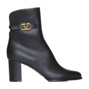 Valentino Garavani Svarta Läder Ankelboots Black, Dam