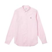 Lacoste Rosa bomullsskjorta med knapp-ned krage Pink, Herr