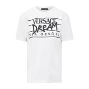 Versace Snygg vit bomull T-shirt med logotyp White, Dam