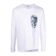 Alexander McQueen Stilfull Vit Skull Print Bomull T-Shirt White, Herr