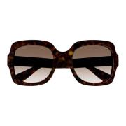 Gucci Fyrkantiga bruna tunna acetatsolglasögon Brown, Dam