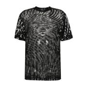 Mugler Svart Mesh Topp med Stjärnmönster Black, Dam