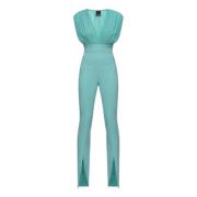 Pinko Ärmelös Draperad Jumpsuit med Hög Midja Green, Dam