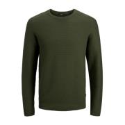 Jack & Jones Sticka Crew Neck Genser Green, Herr