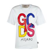 Gcds Vit Bomull T-shirt med Logodetalj White, Dam